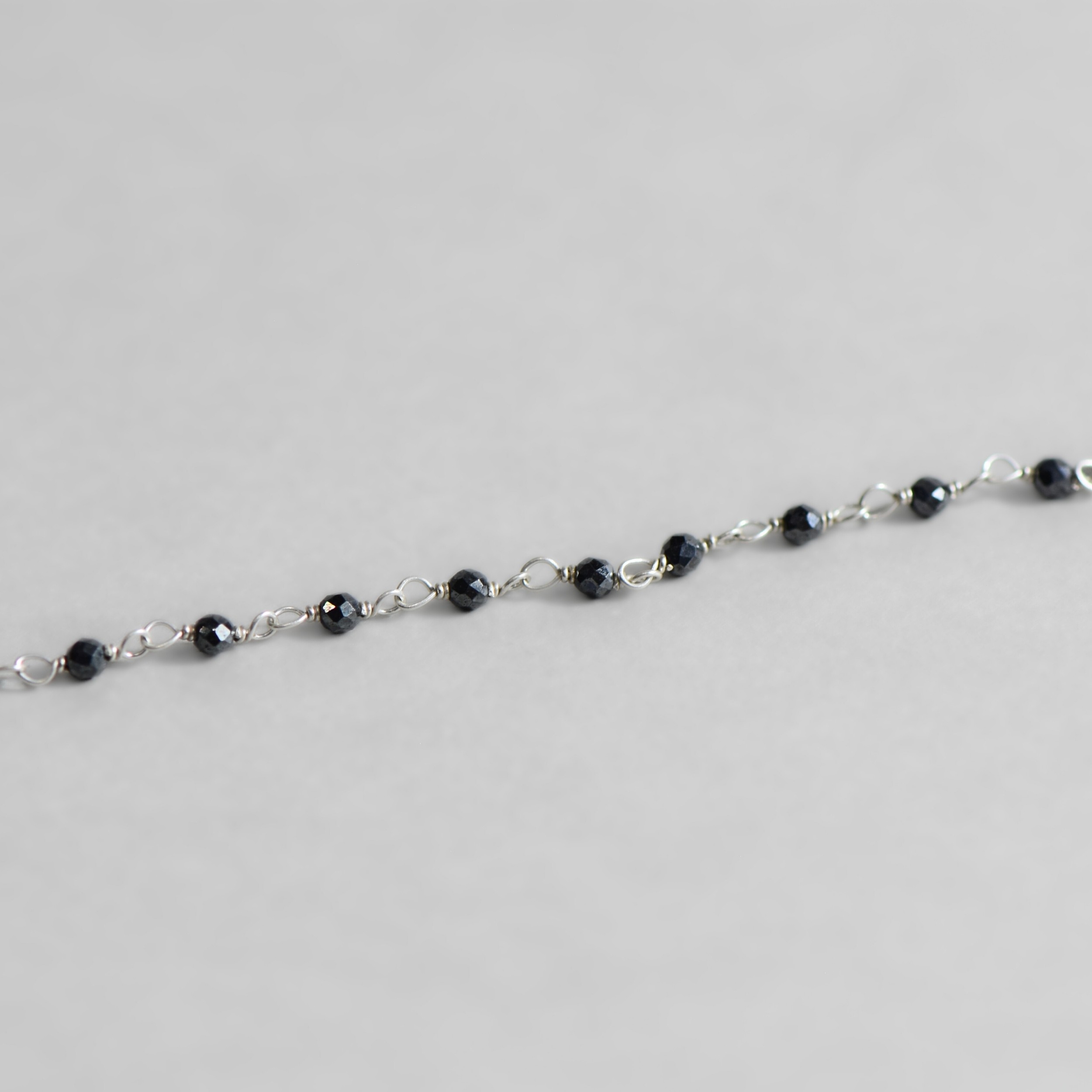 Doğal Hematit Taşlı Gümüş Rosary Bileklik