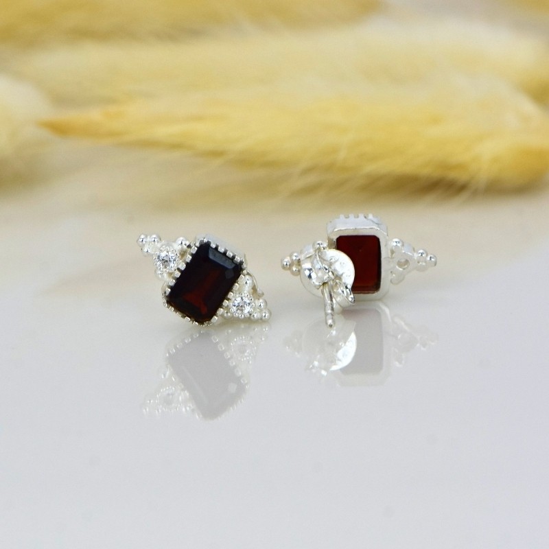 Doğal Garnet ve Zirkon Taşlı Gümüş Yüzük
