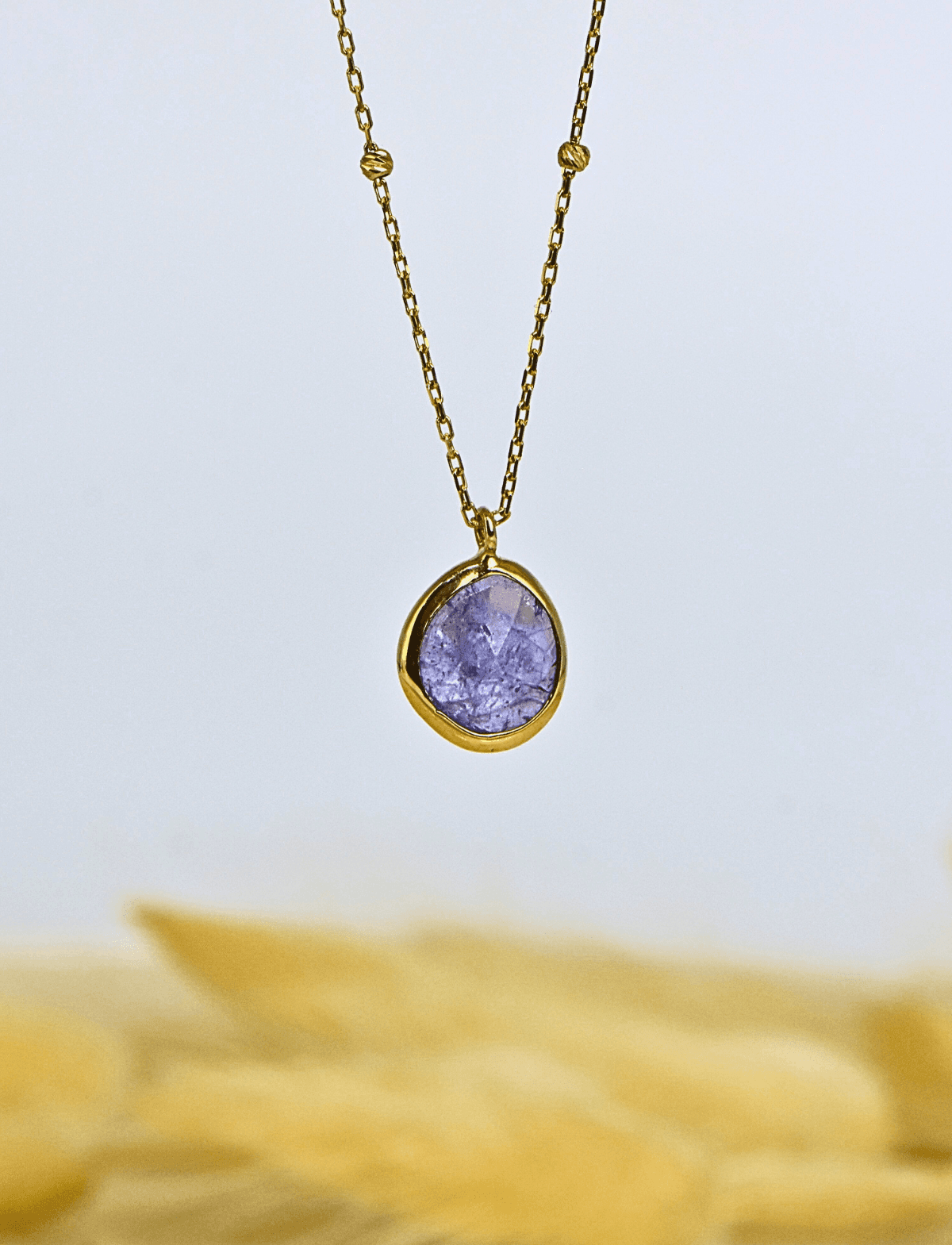 Doğal Tanzanite Taşlı 14 Ayar Altın Kolye 