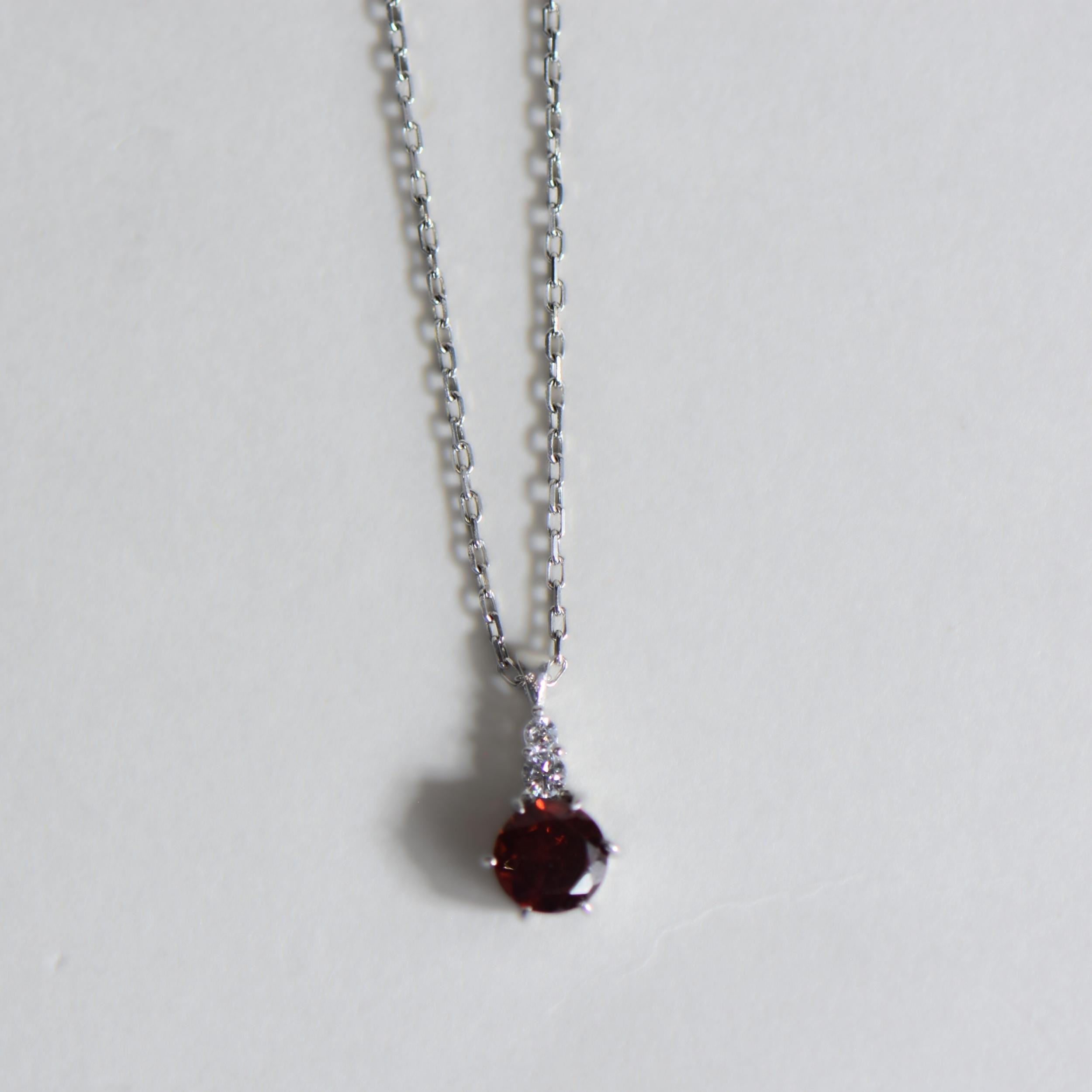 Doğal Garnet ve Zirkon Taşlı 45 cm Gümüş Kolye