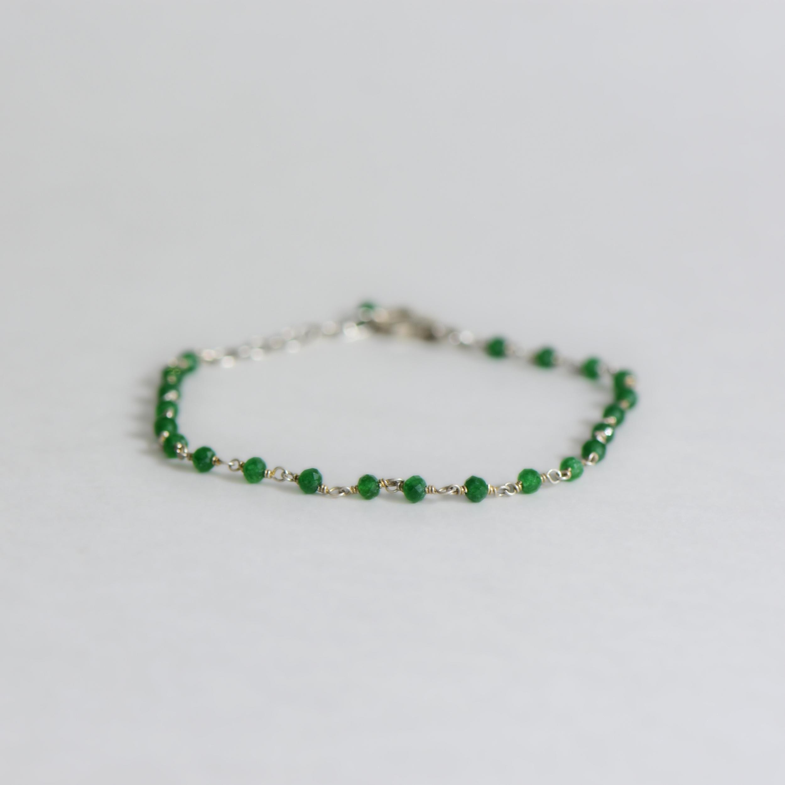 Doğal Jade Taşlı Gümüş Rosary Bileklik