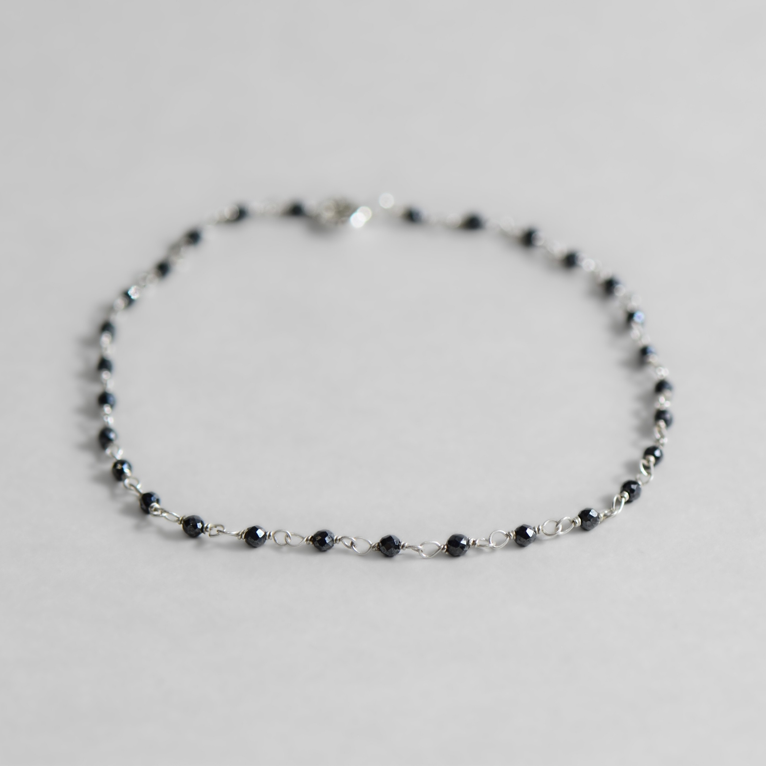 Doğal Hematit Taşlı Gümüş Rosary Bileklik