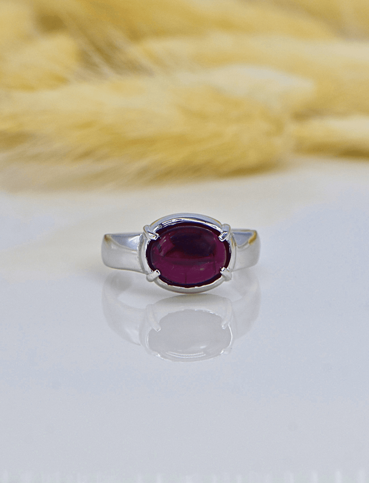 Garnet Taşlı Gümüş Yüzük