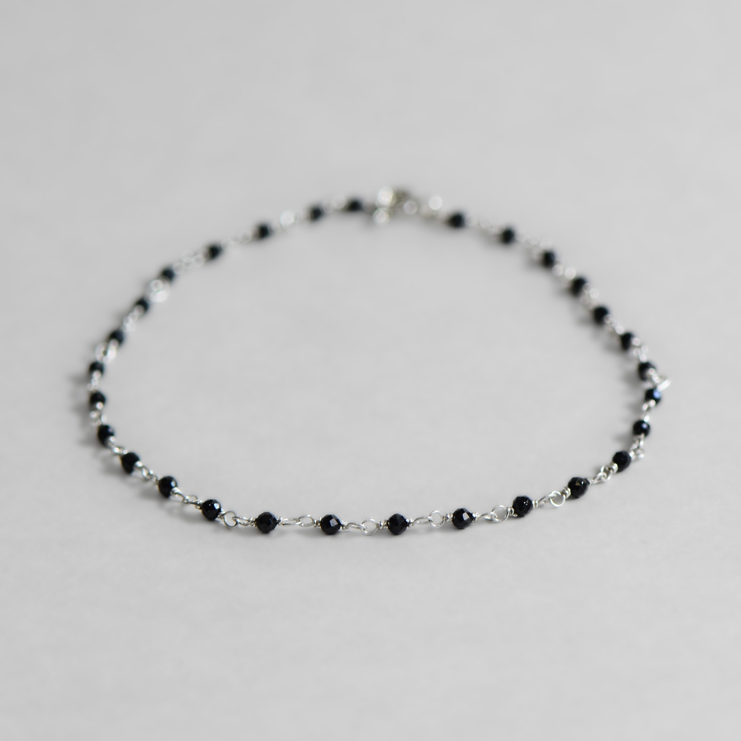Doğal Oniks Taşlı Gümüş Rosary Bileklik