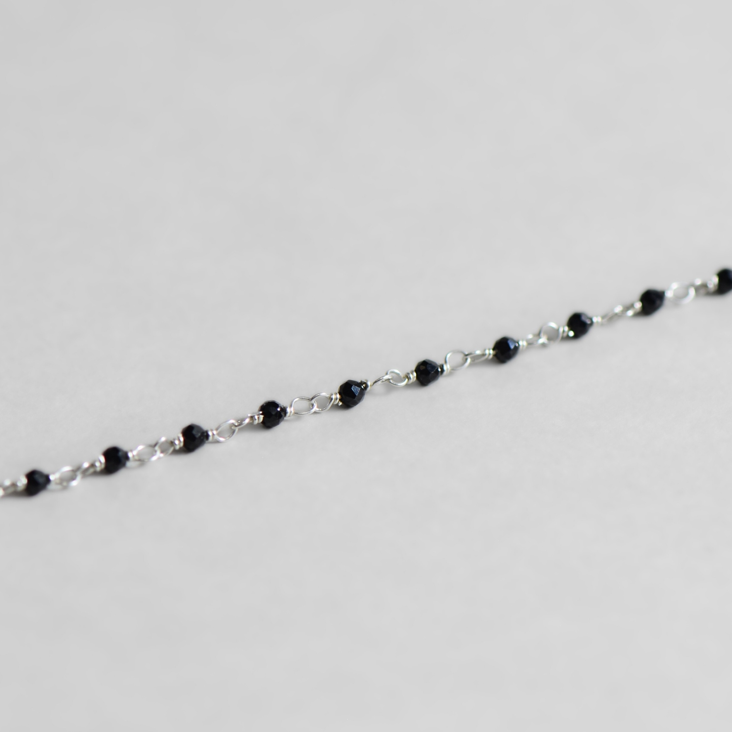 Doğal Oniks Taşlı Gümüş Rosary Bileklik