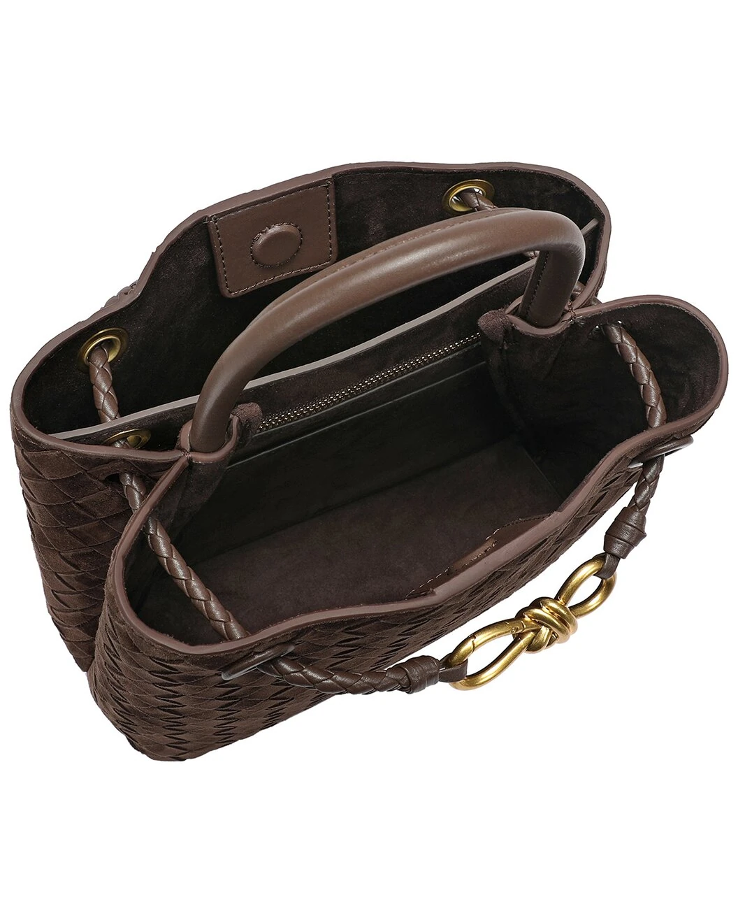 Hand Wowen Suede Bag Dark Brown