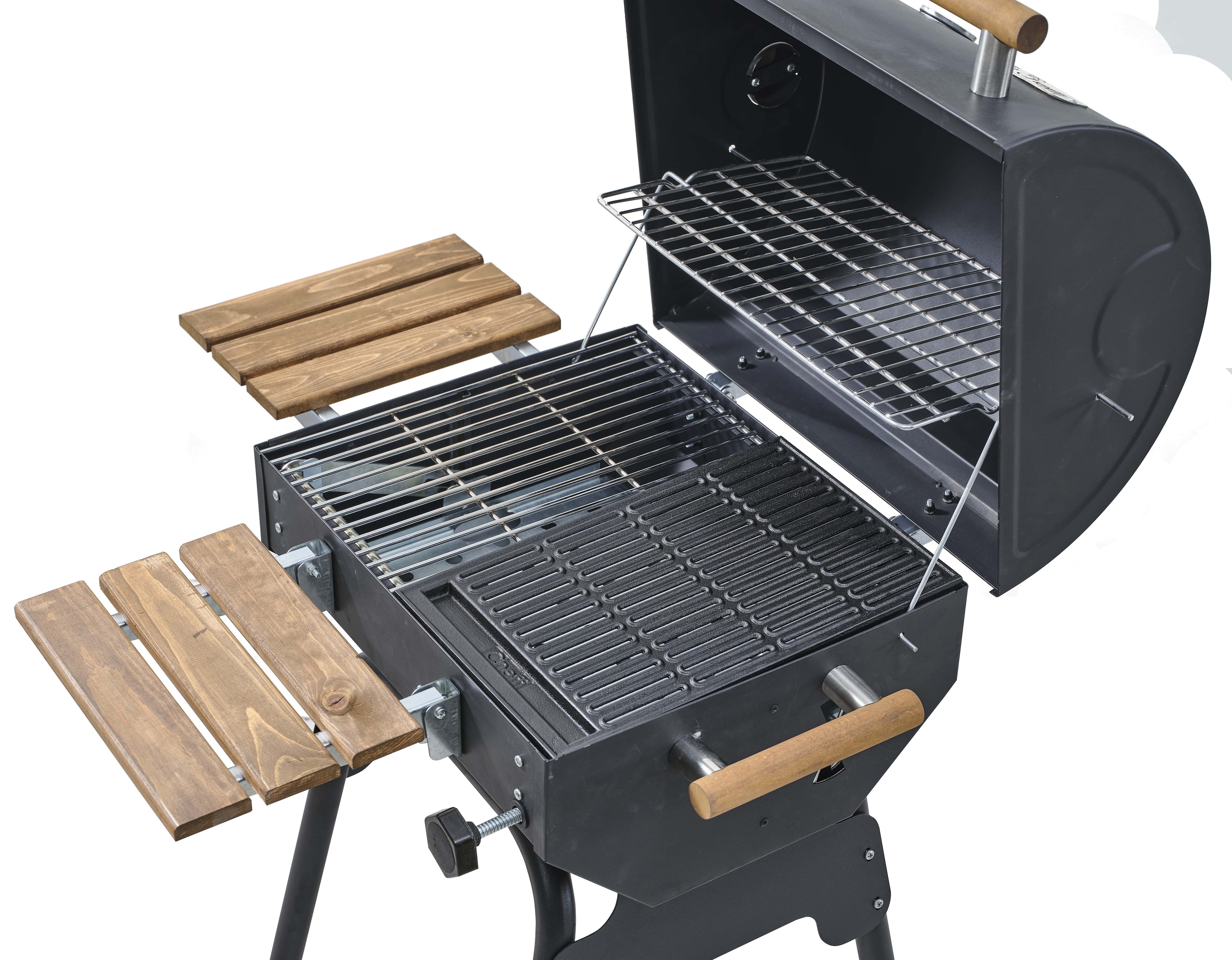 Cheffi Grillord‑50 Kömürlü Barbekü (1 Adet Döküm Izgaralı) + Hediye Seti (Önlük + Kılıf + 1×2 kg Kömür)