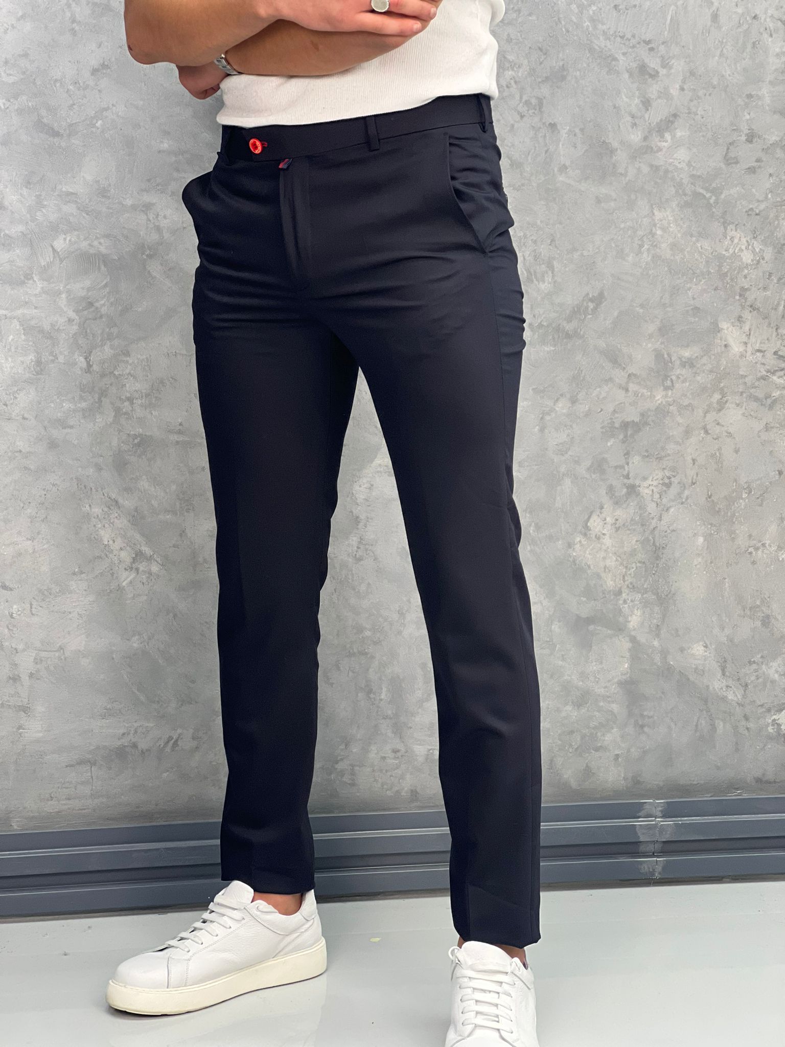 İtalyan Kesim Pamuk Likra Kumaş Pantolon - Koyu Lacivert