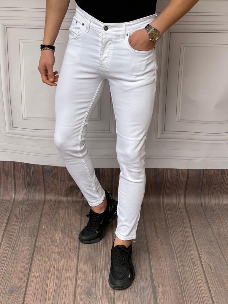 Skinyfit Yüksek Kalite Likralı  Kot Pantolon - Beyaz