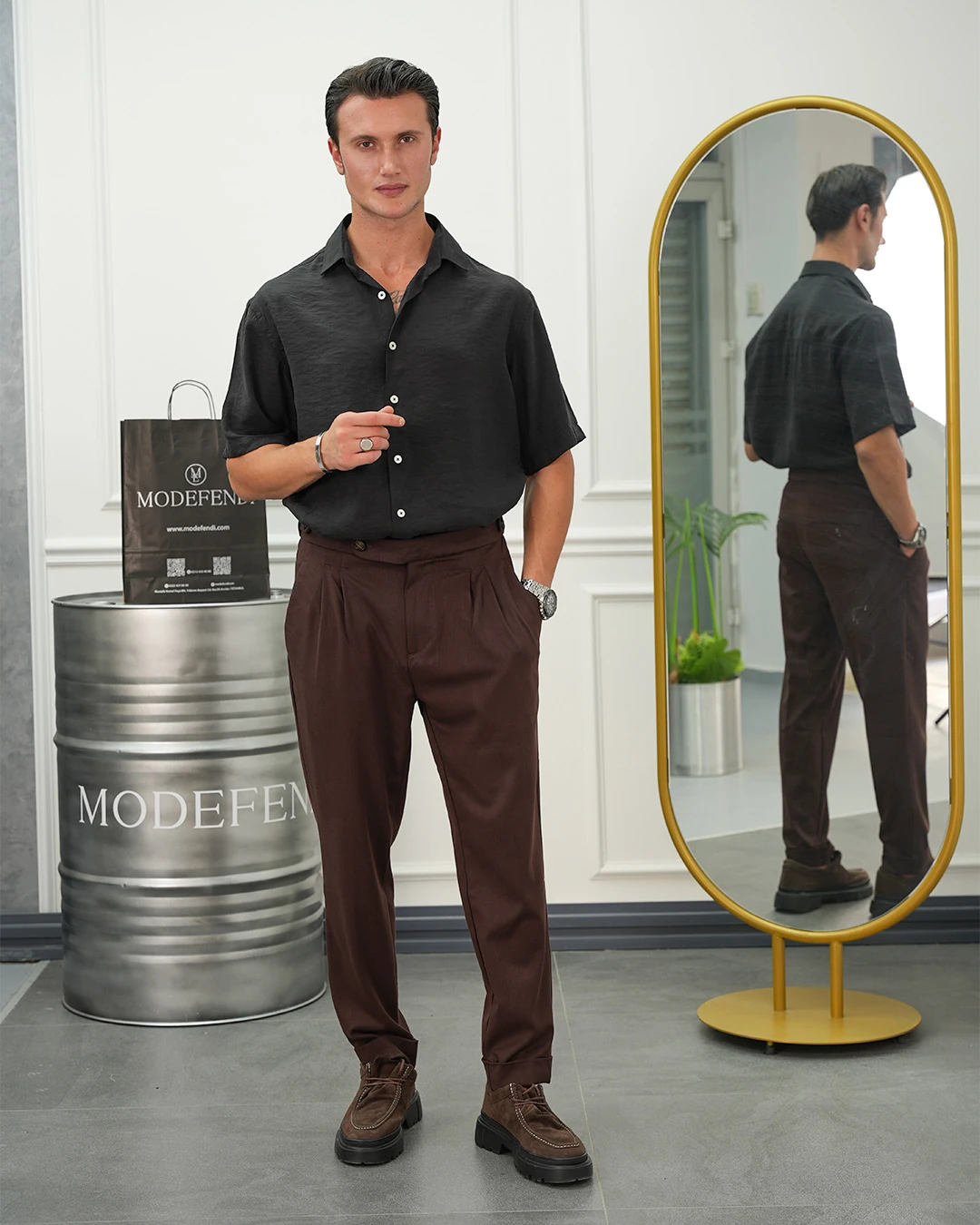 Kısa Kol Oversize Pamuklu Gömlek