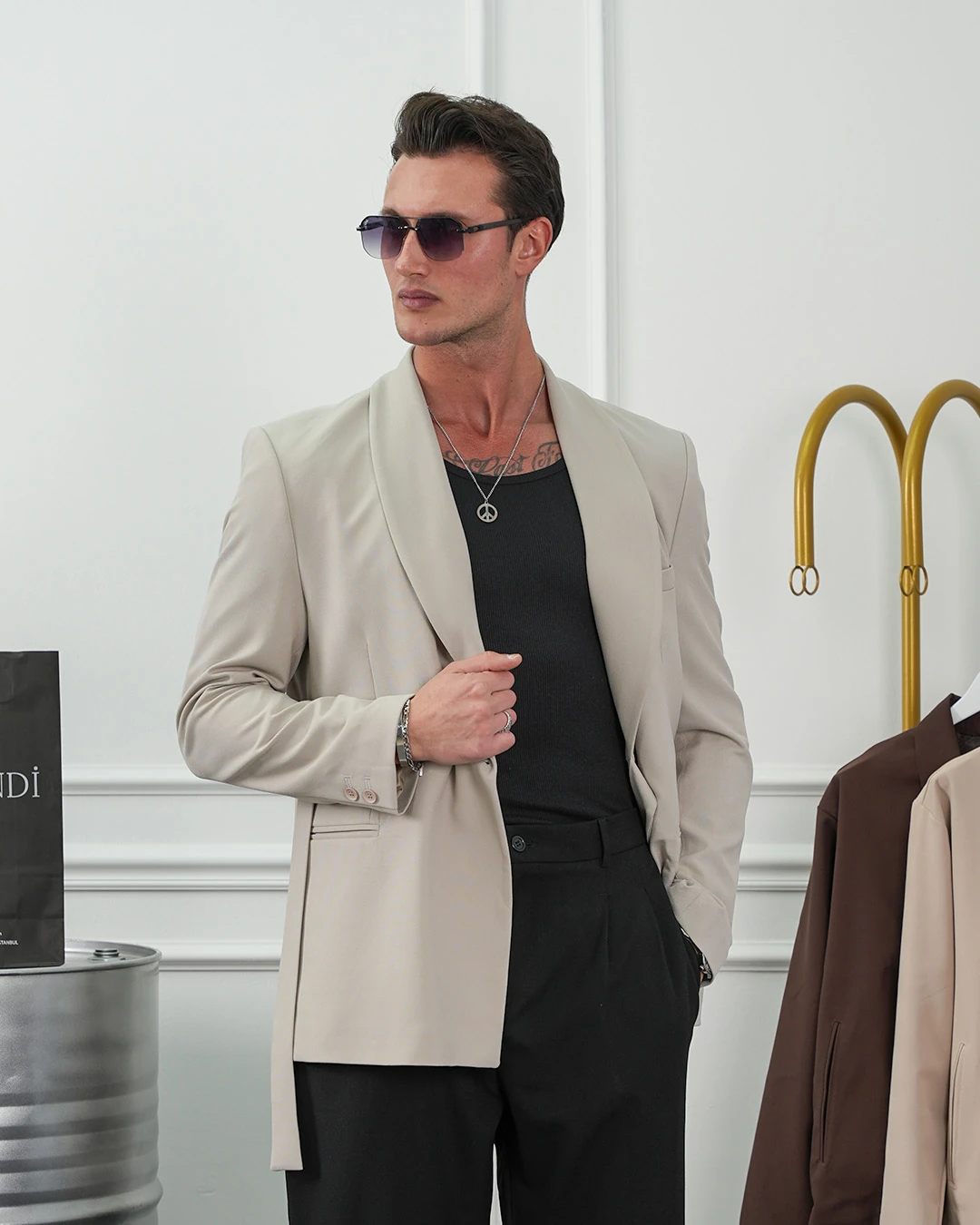 Şal Yaka Kuşak Detaylı Blazer Ceket