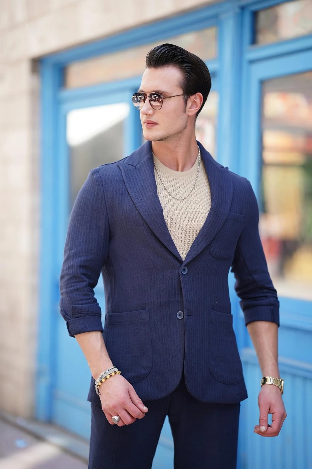 %100 Pamuk Keten Modern Fit Keten Ceket