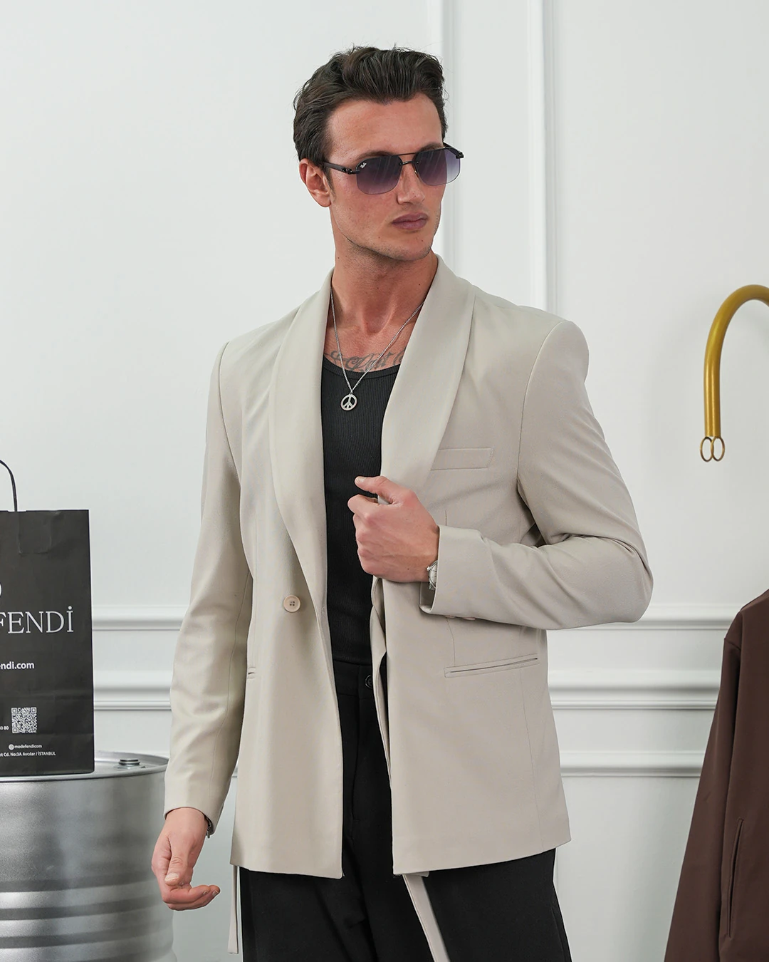 Şal Yaka Kuşak Detaylı Blazer Ceket