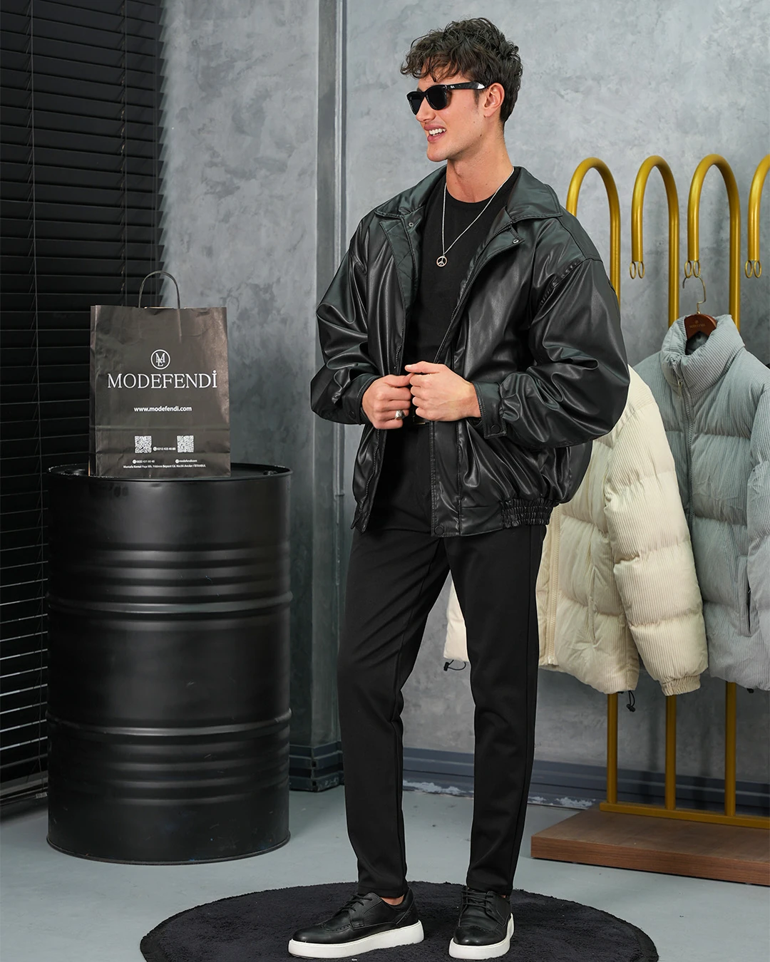 Yüksek Kalite Bomber Oversize Deri Mont