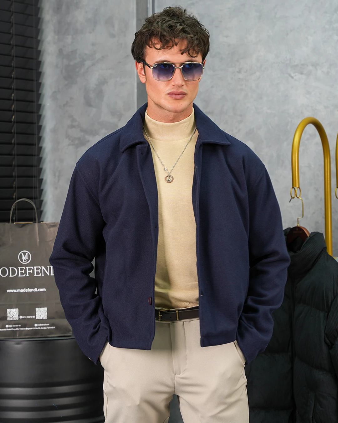 Orta Slim Fit Düğme Detaylı Kaşmir Kaban