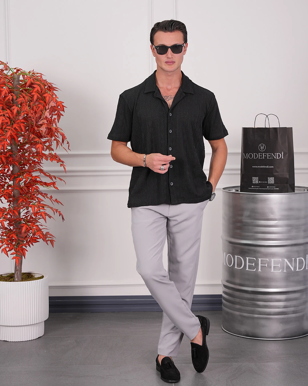 Örme Triko Kumaş Desenli Gömlek