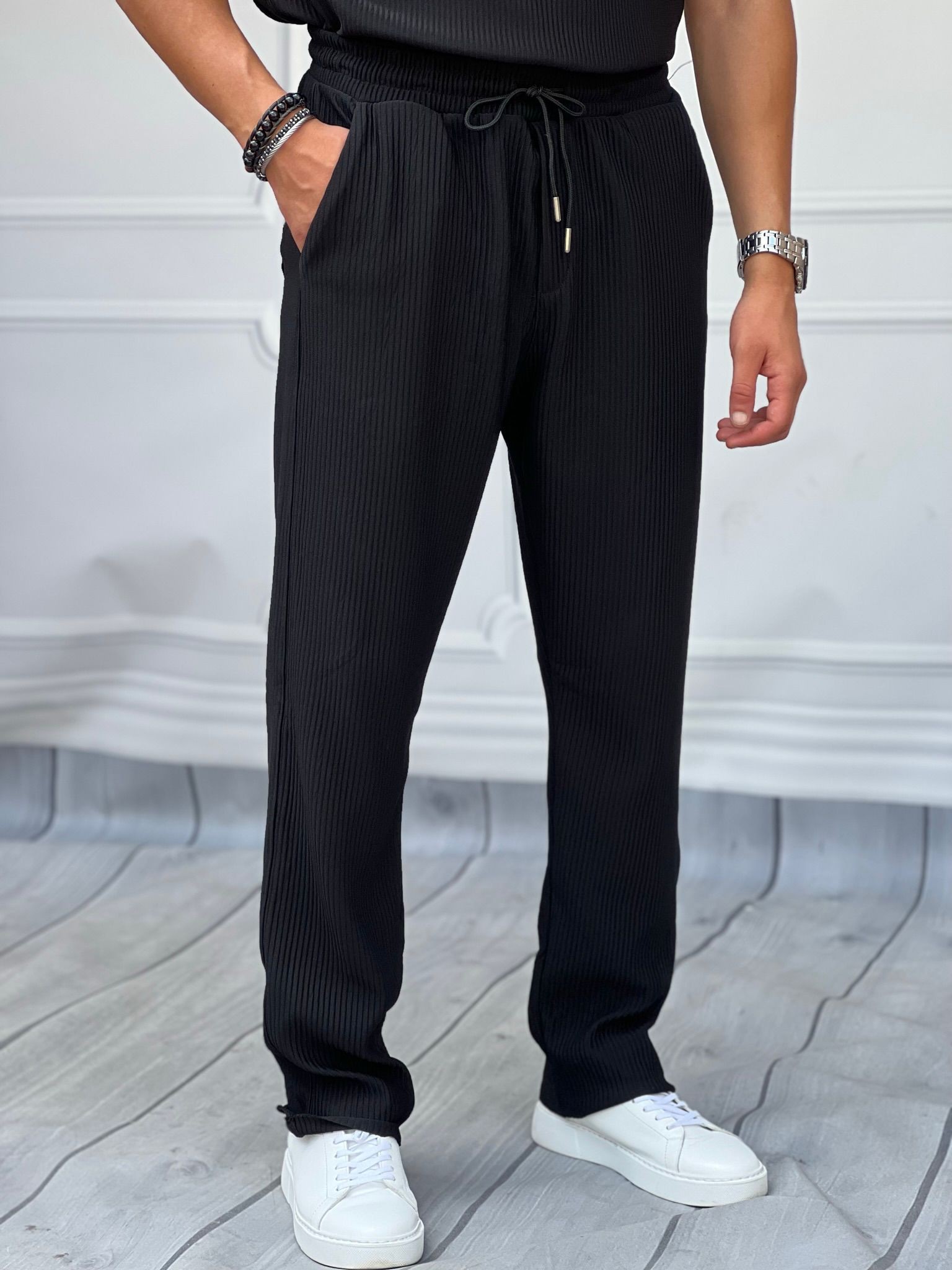 Kalın Fitil Desen Jogger Pantolon