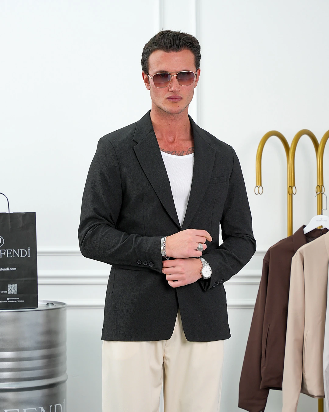 Özel Seri %100 Gofre Kumaş İtalyan Kesim Modern Fit Ceket