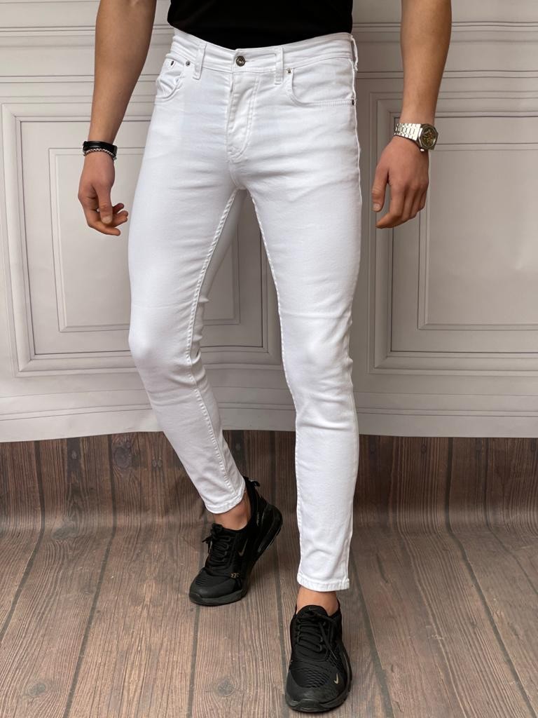 Skinyfit Yüksek Kalite Likralı  Kot Pantolon - Beyaz