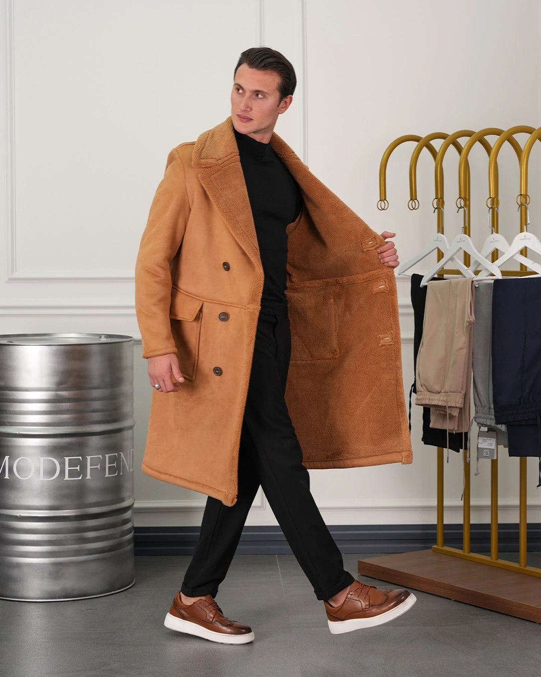 Kürklü Nubuk Palto