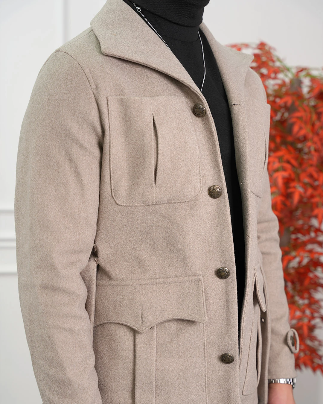 Kayık Yaka Kuzu Kaşmir Kaban