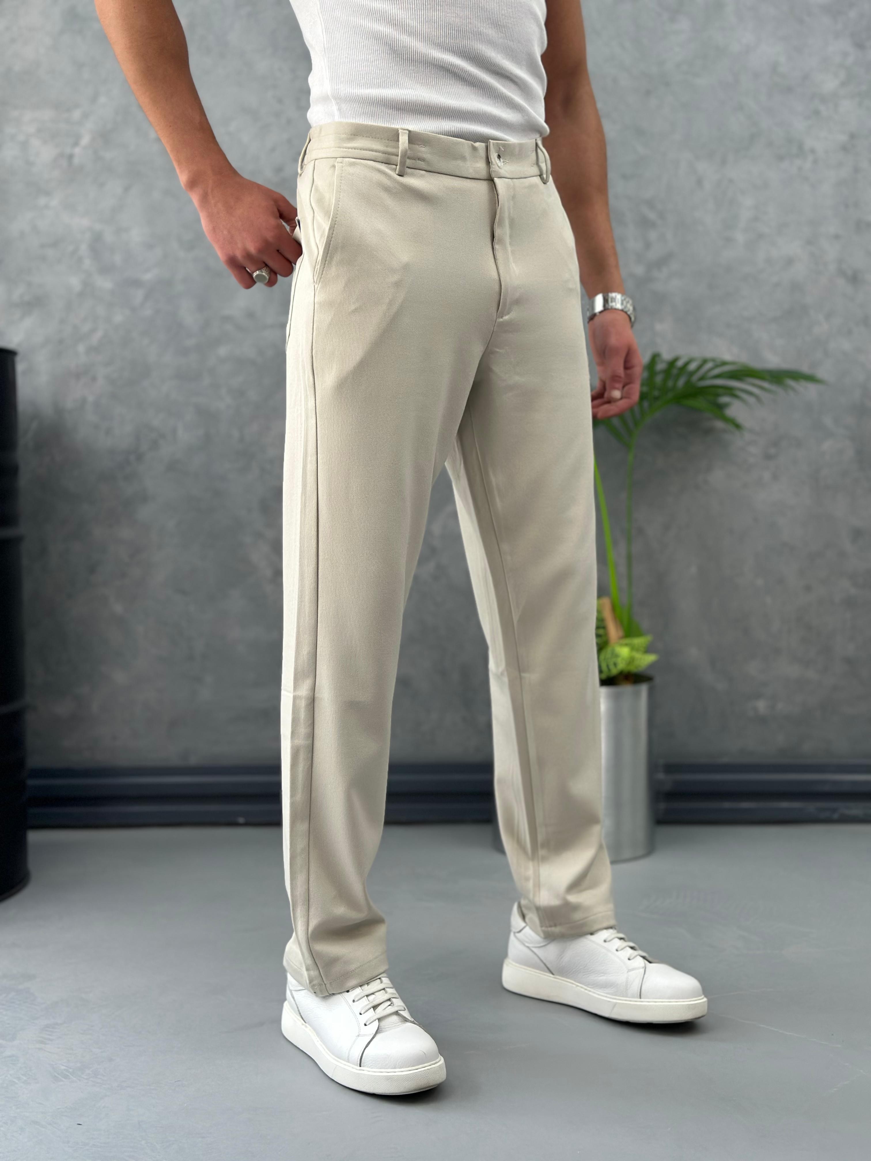 Baggy Kesim Düz Kumaş Pantolon