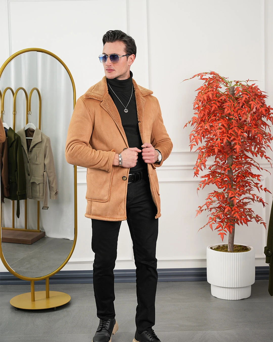 Torba Cep Full Kürklü Nubuk Mont