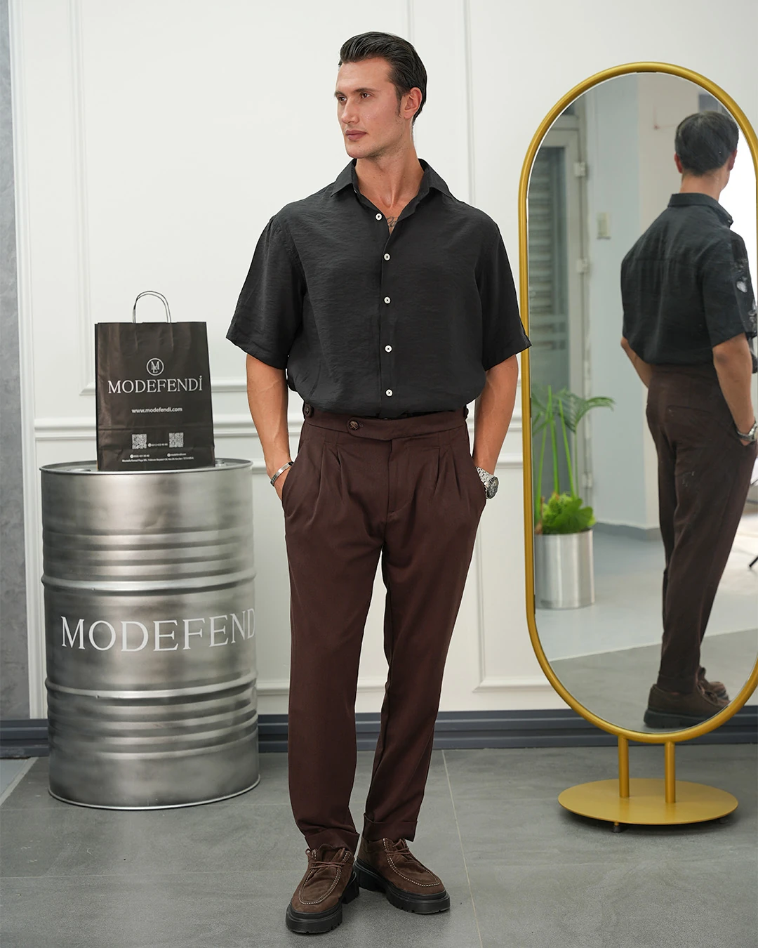 Kısa Kol Oversize Pamuklu Gömlek