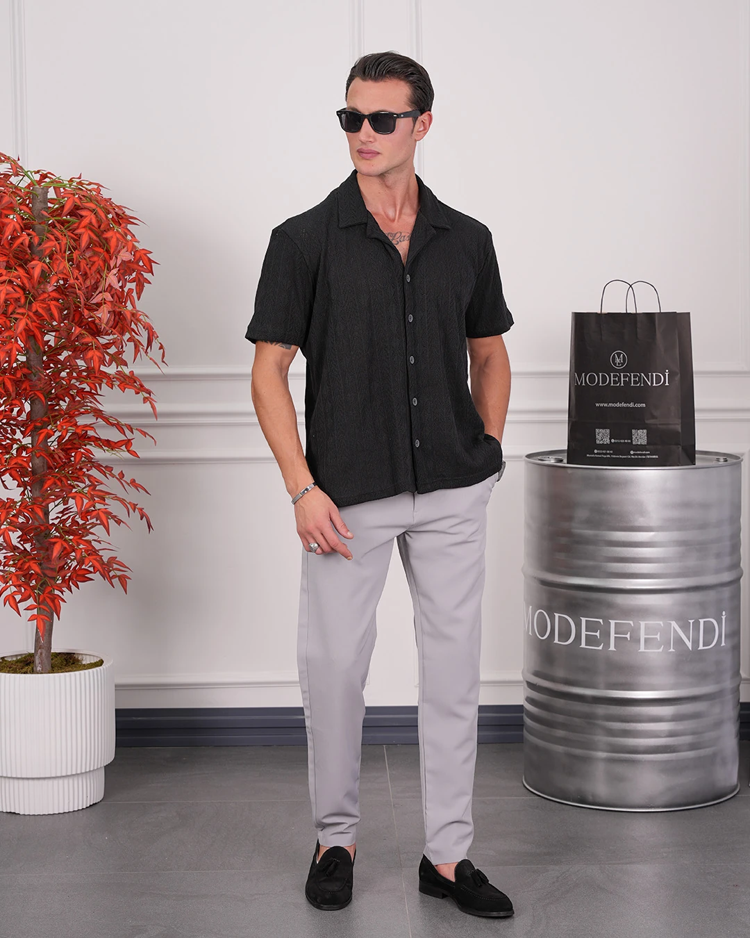 Örme Triko Kumaş Desenli Gömlek