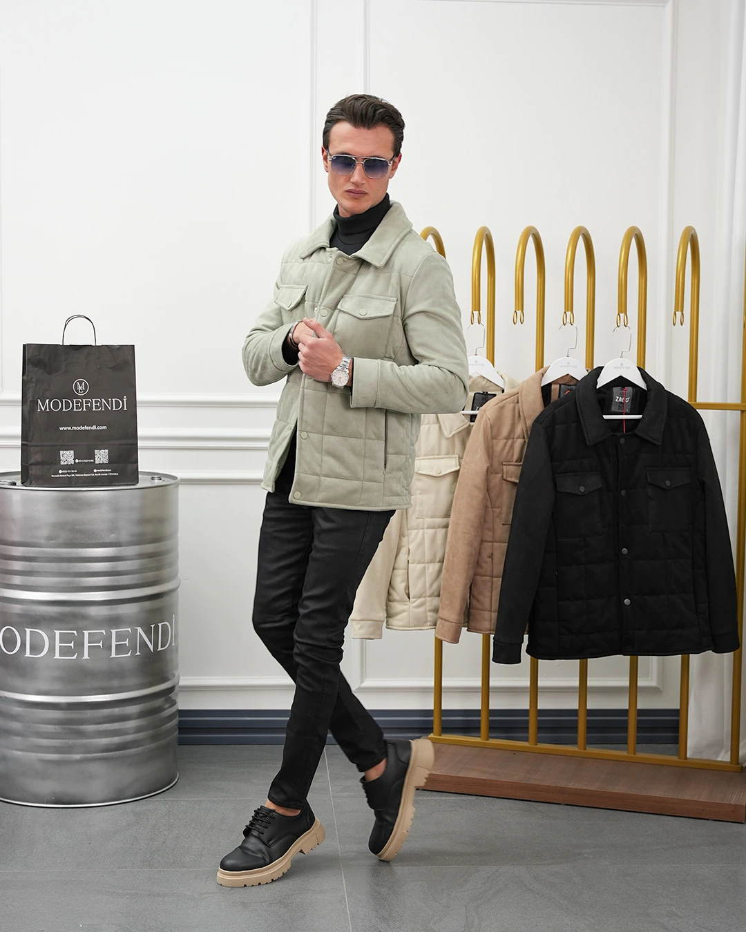 Yüksek Kalite Desenli Yarım Oversize Nubuk Mont