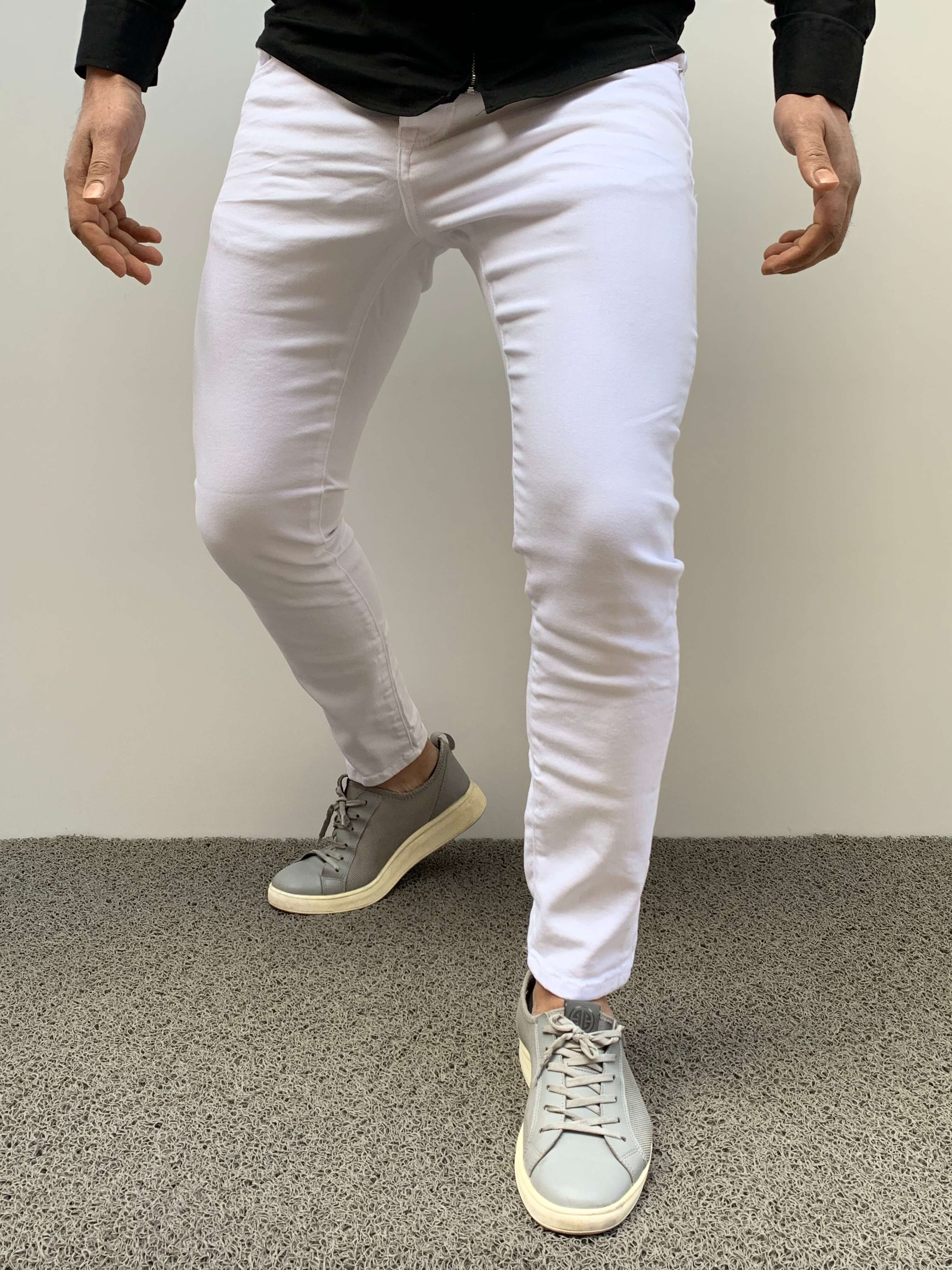 Slim Fit Likralı Kot Pantolon - Beyaz