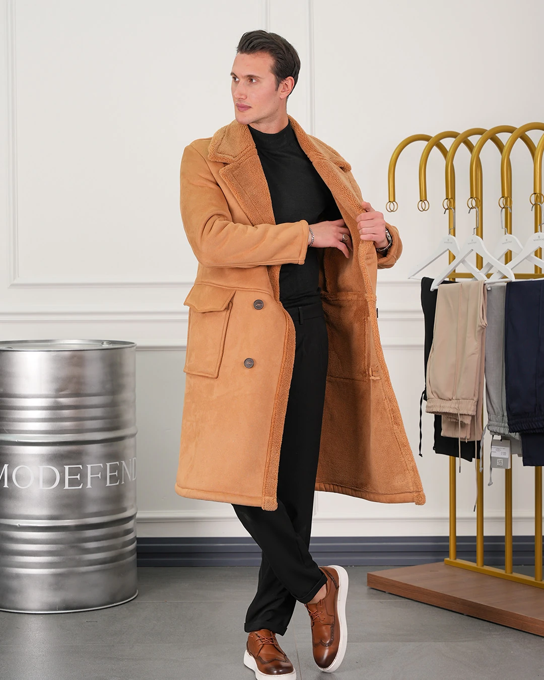 Kürklü Nubuk Palto