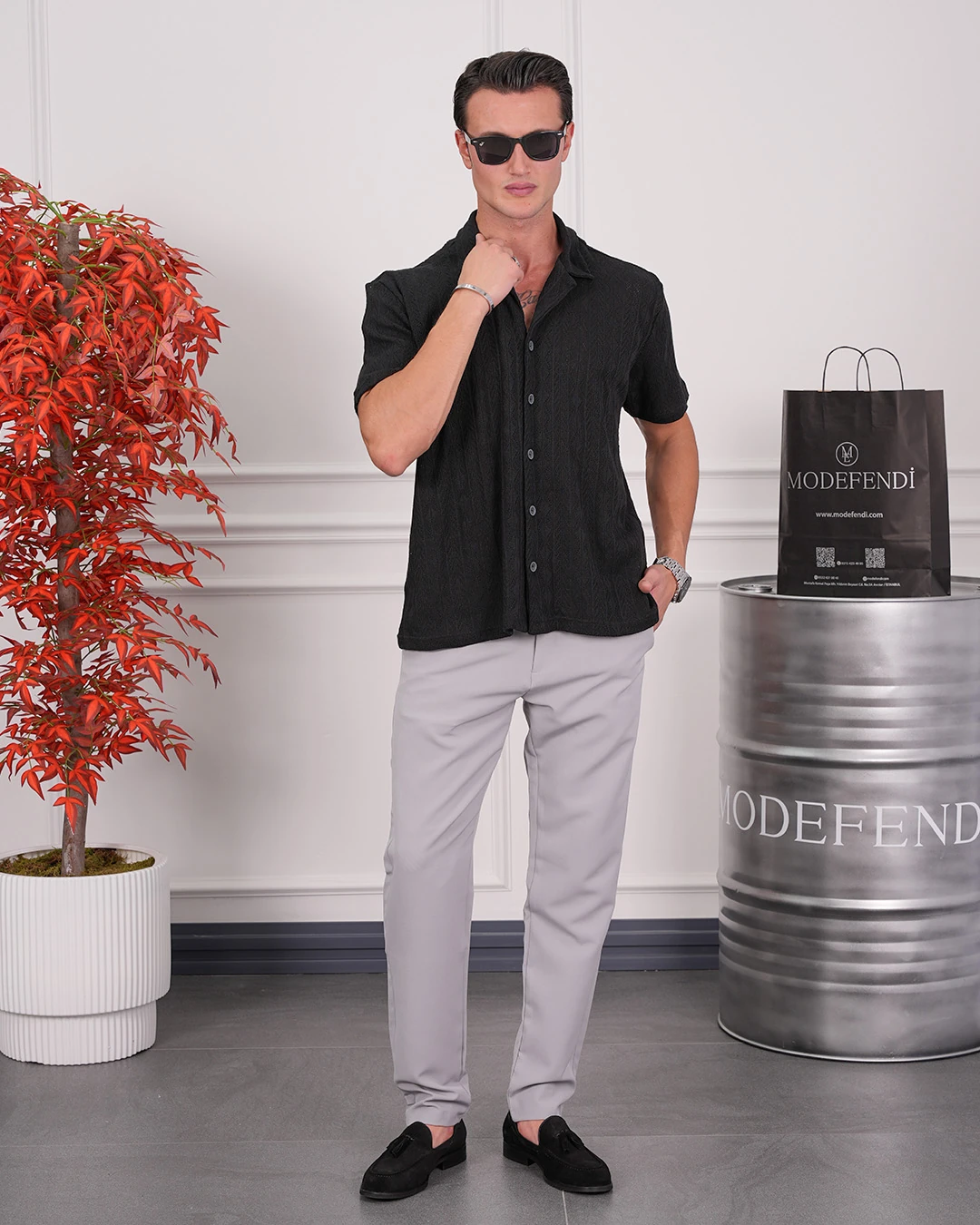 Örme Triko Kumaş Desenli Gömlek