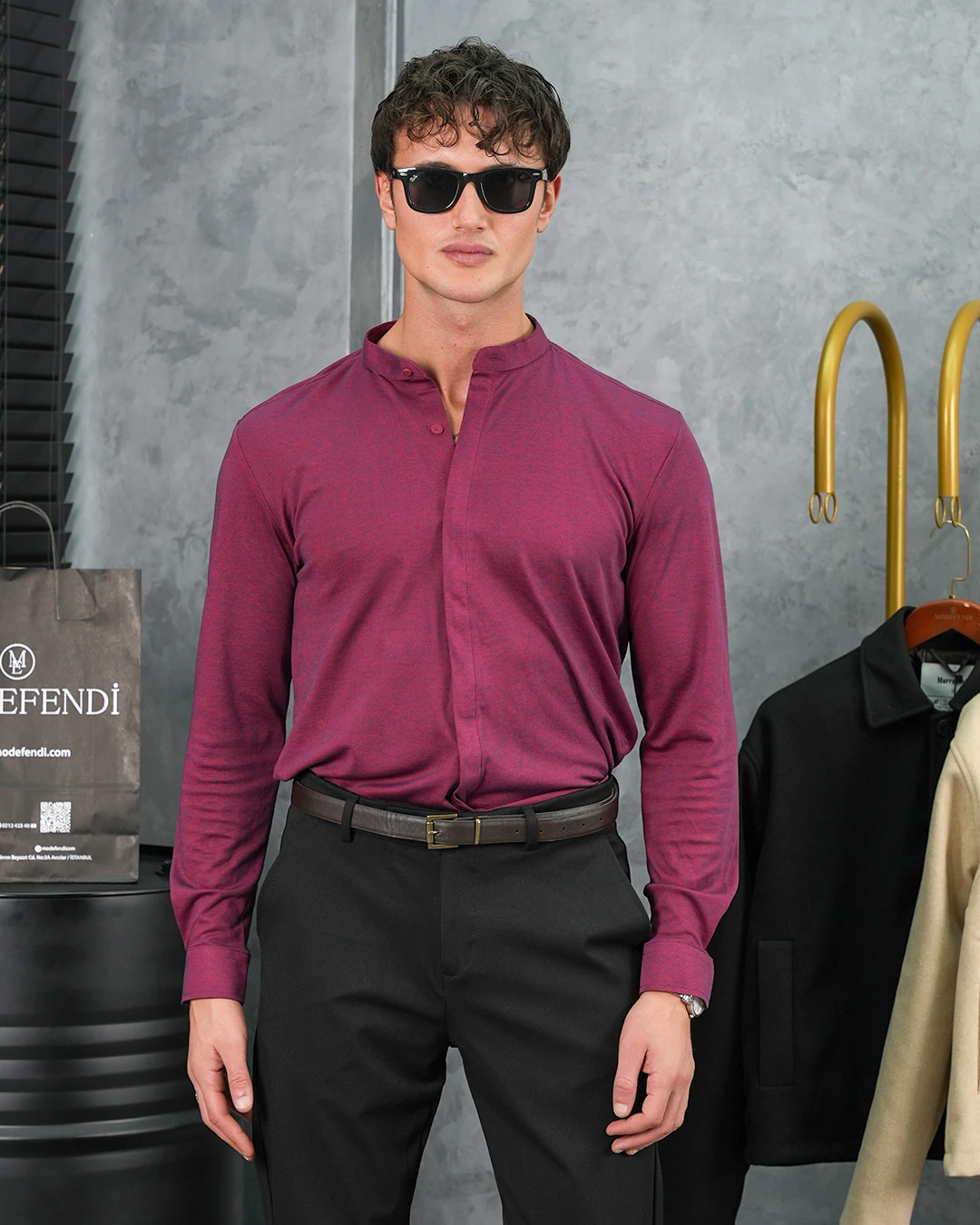 %100 Pamuklu Slimfit Gizli Kanun Yaka Gömlek