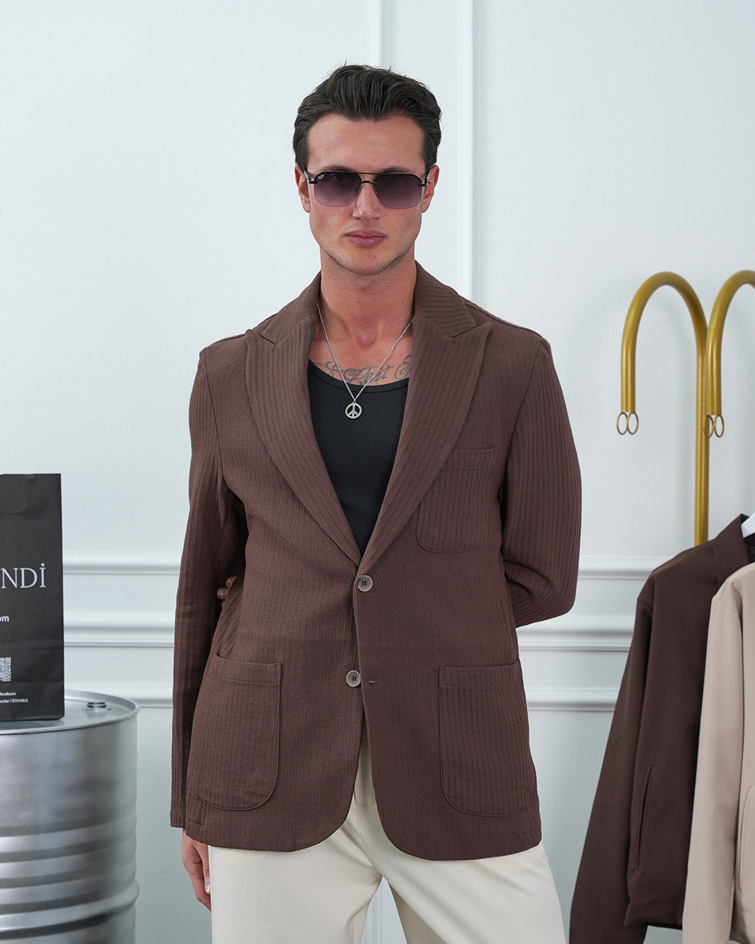 %100 Pamuk Keten Modern Fit Keten Ceket
