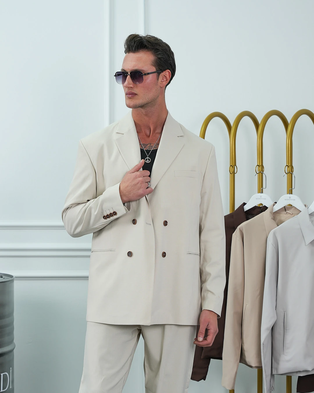 4 Düğme Detaylı Oversize Kesim Baggy Kruvaze Takım Elbise