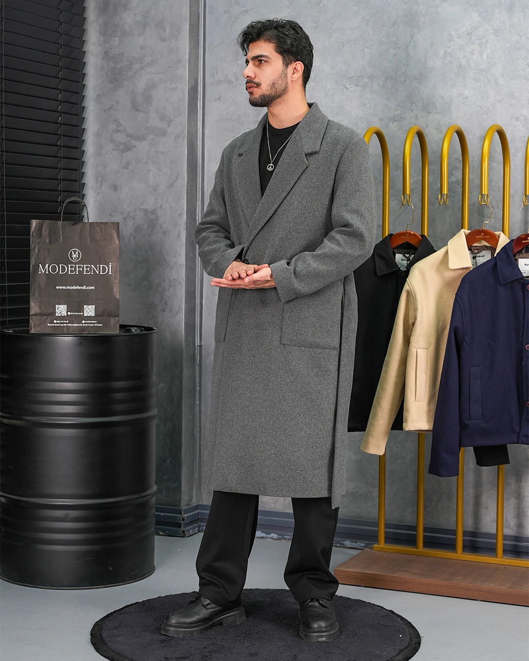 %60 Yün Oversize Torba Cep Yüksek Kalite Oversize Kaban