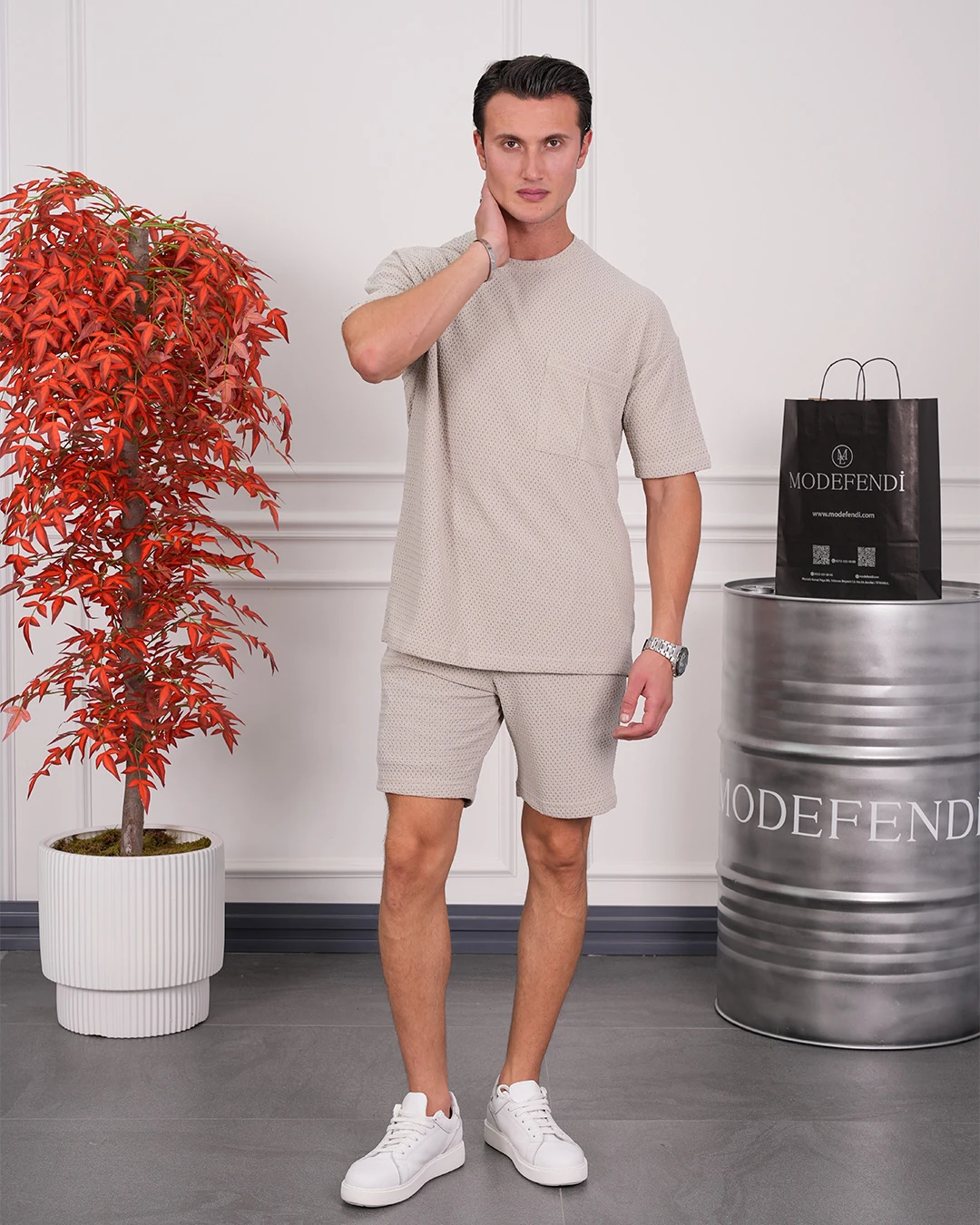 Pamuk Likra Örme Şortlu Takım