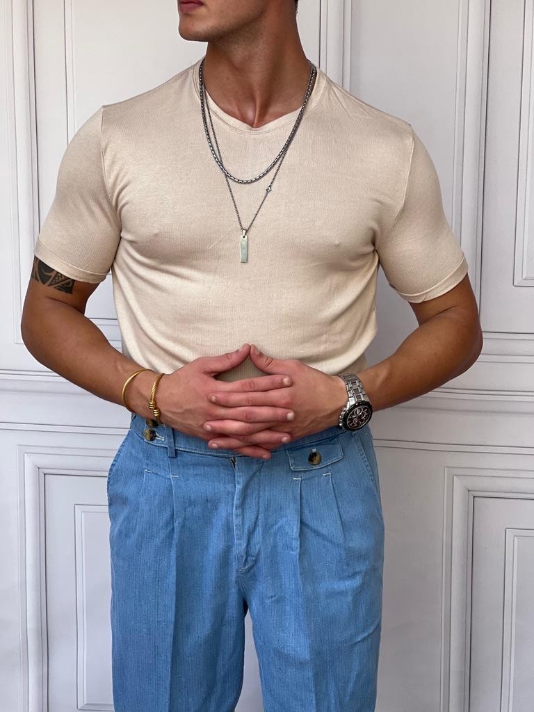Slim Fit Pamuk Triko Kumaş Tshırt