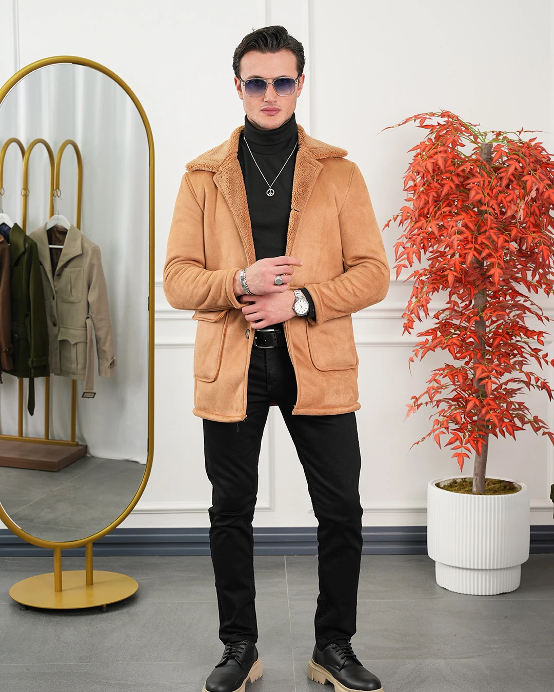 Torba Cep Full Kürklü Nubuk Mont