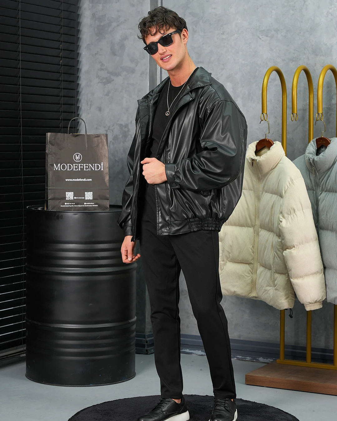 Yüksek Kalite Bomber Oversize Deri Mont