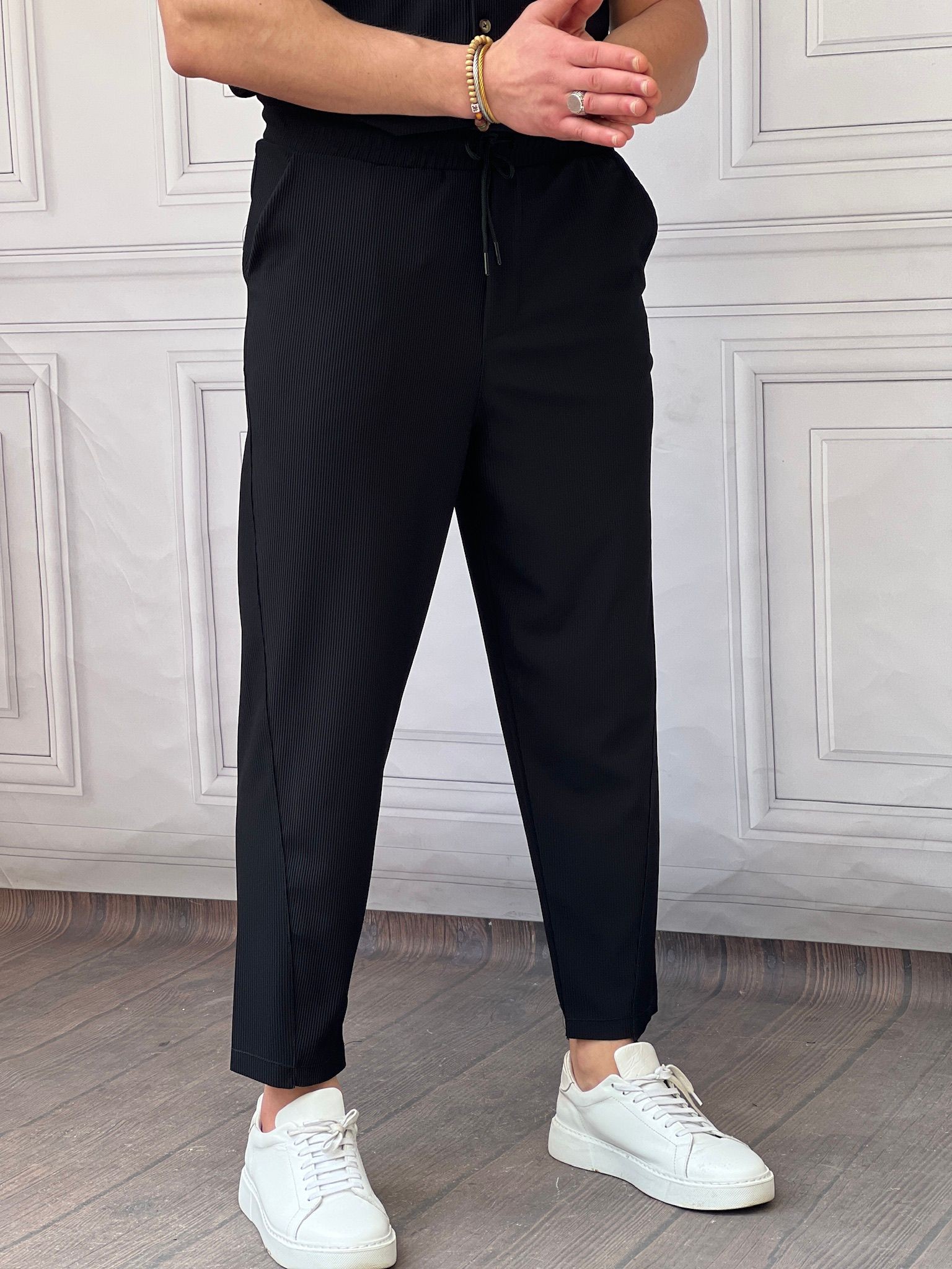 Asimetrik Paça Jogger Pantolon - Siyah