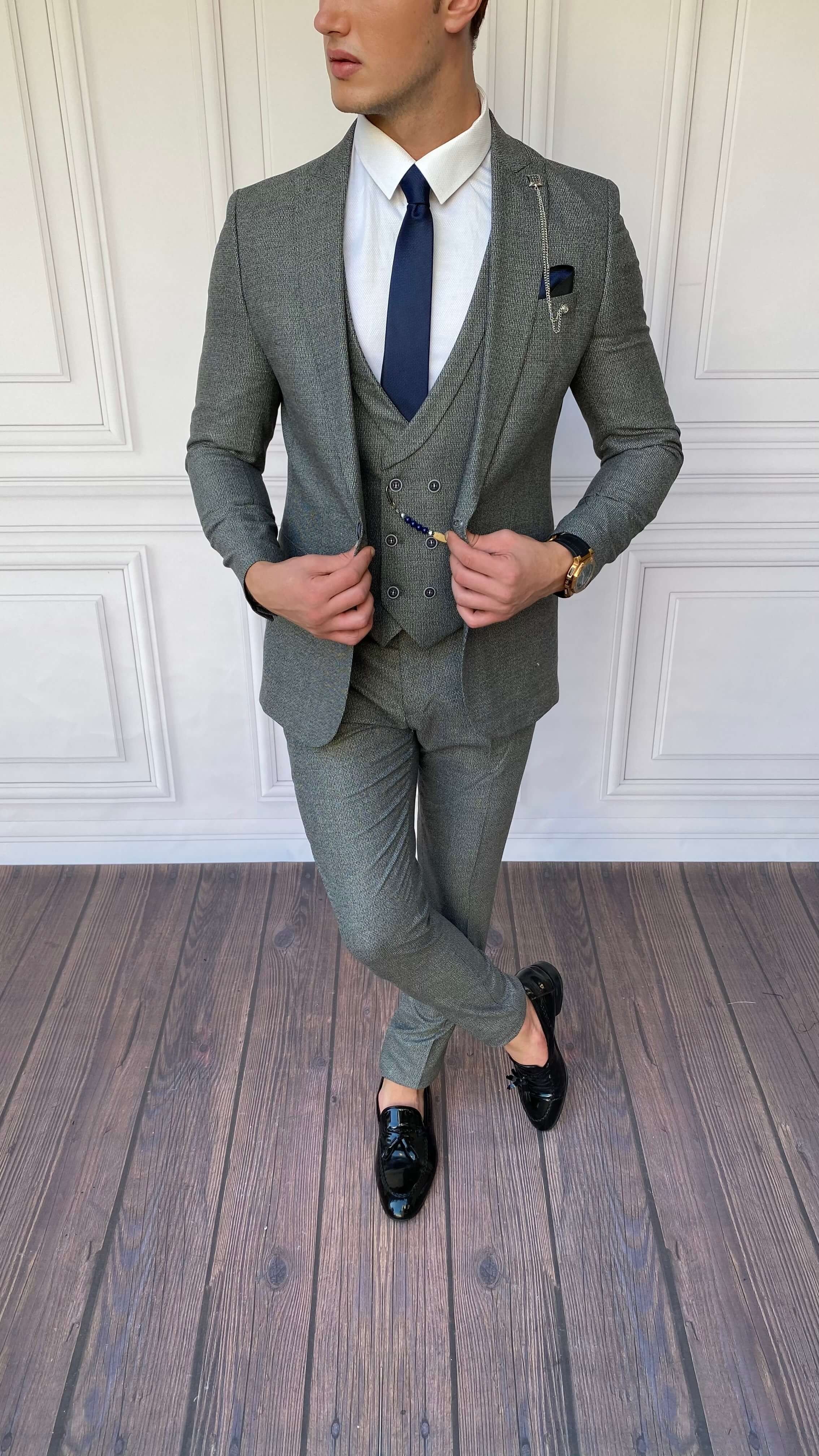 Slim Fit İtalyan Kesim Pamuk  Örme  Takım Elbise 
