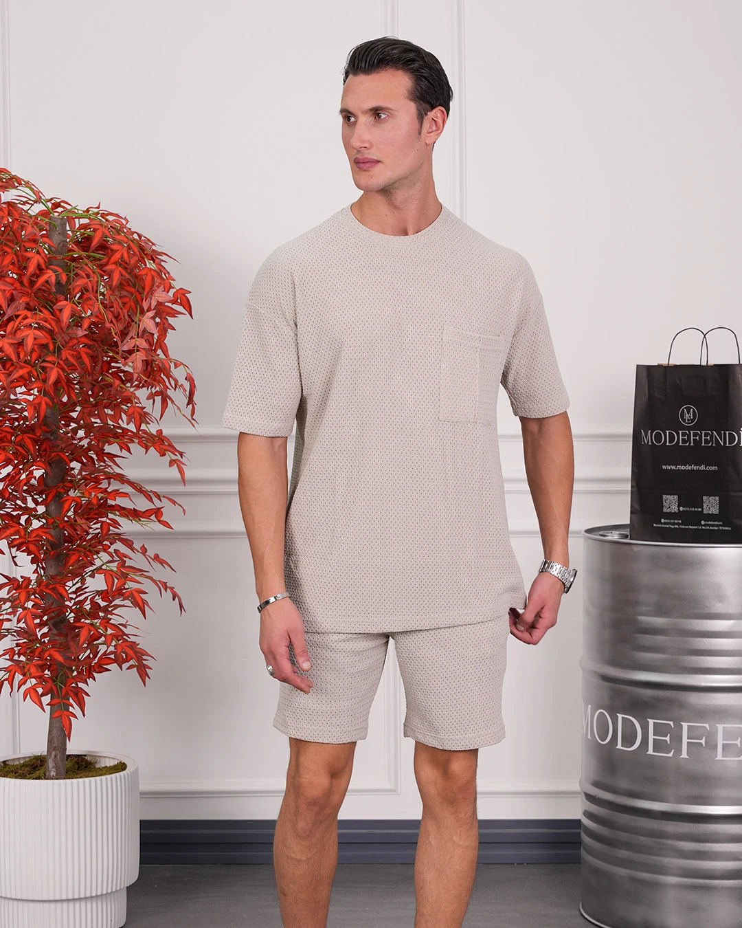 Pamuk Likra Örme Şortlu Takım