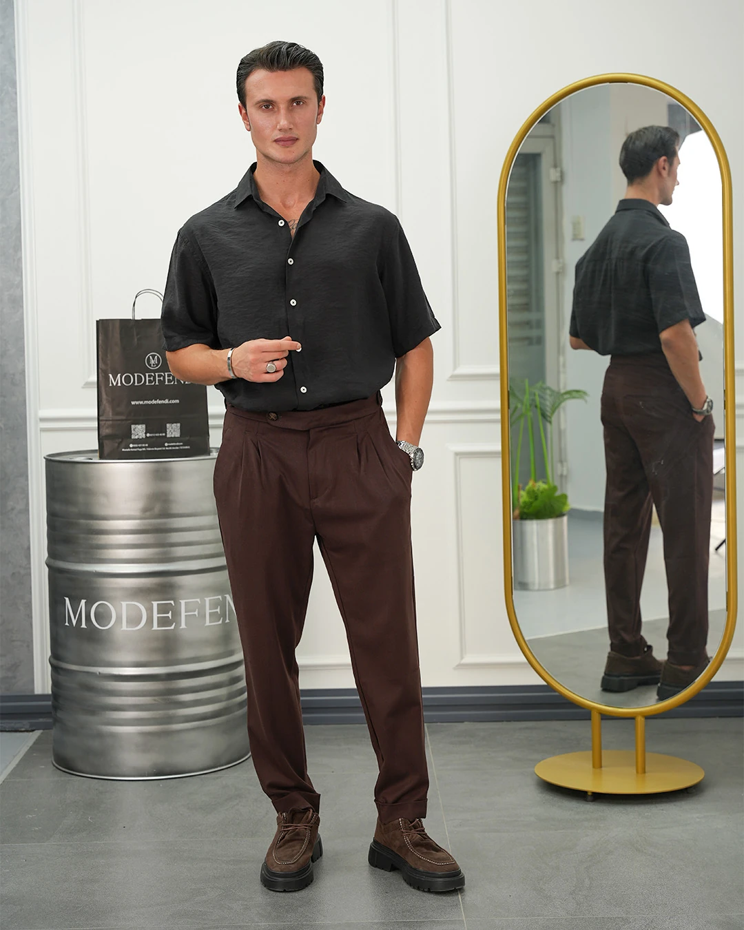 Kısa Kol Oversize Pamuklu Gömlek