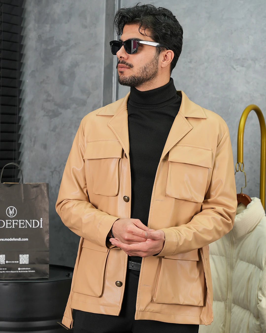 Torba Cep Kemer Detaylı Deri Mont