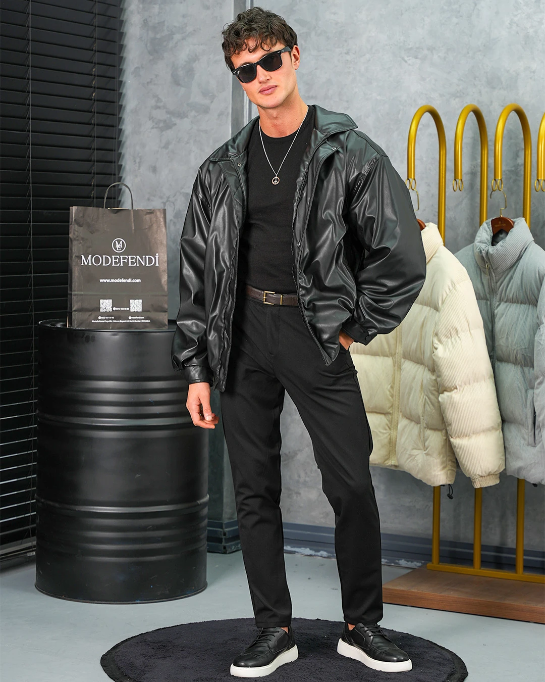 Yüksek Kalite Bomber Oversize Deri Mont