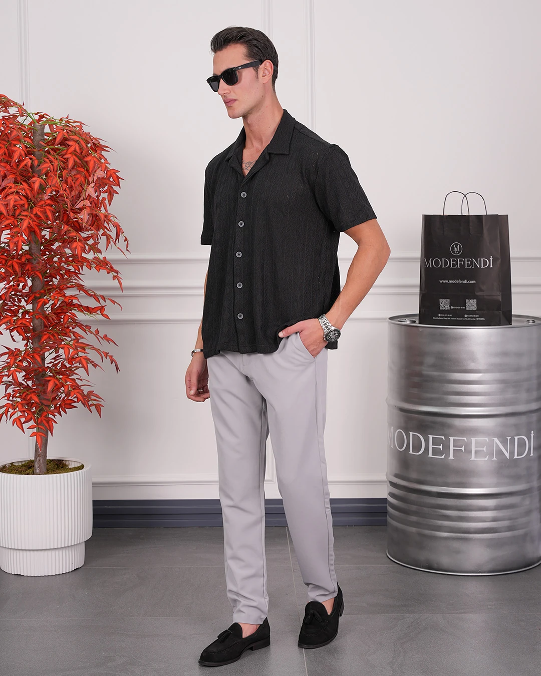 Örme Triko Kumaş Desenli Gömlek