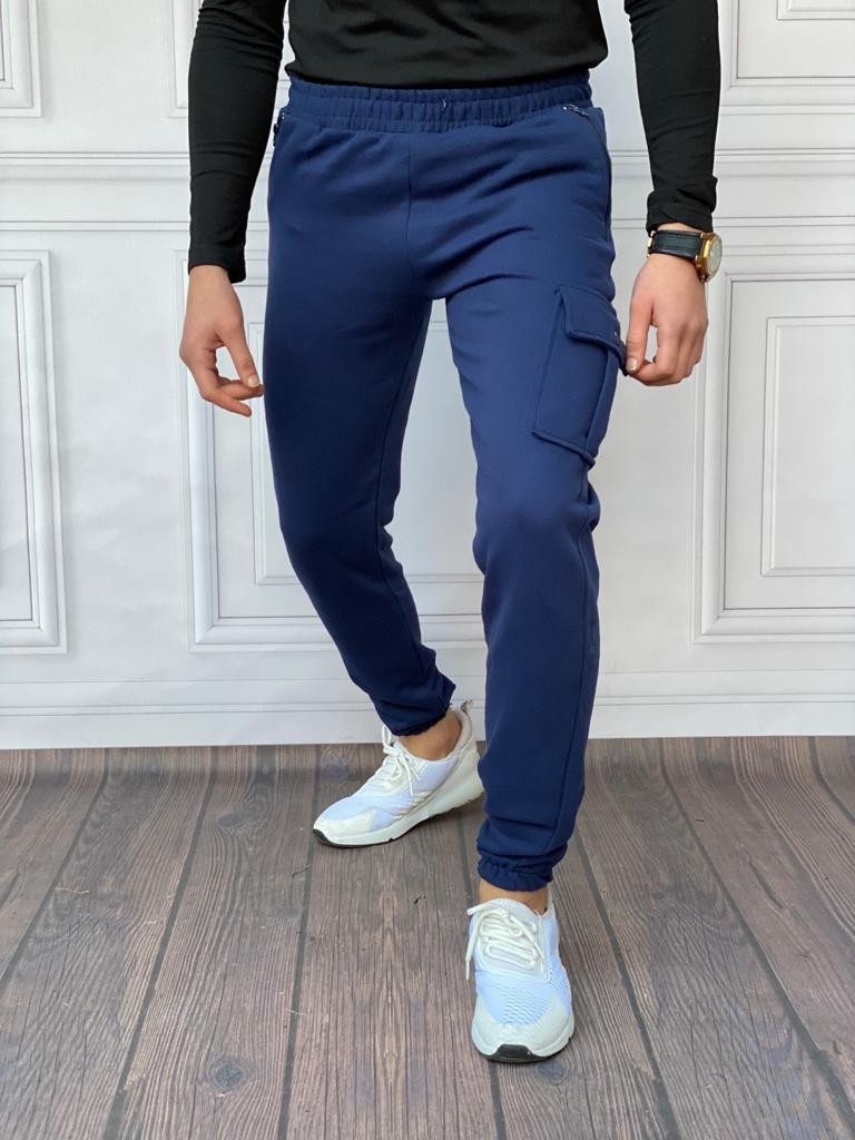 Slim Fit İtalyan Kesim Pamuk Kargo Cep Eşofman - Lacivert