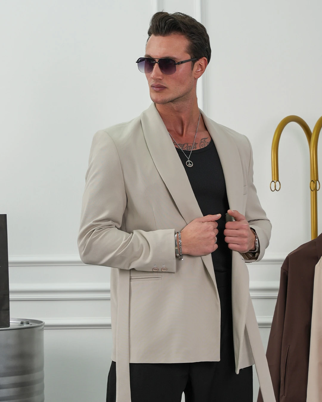 Şal Yaka Kuşak Detaylı Blazer Ceket